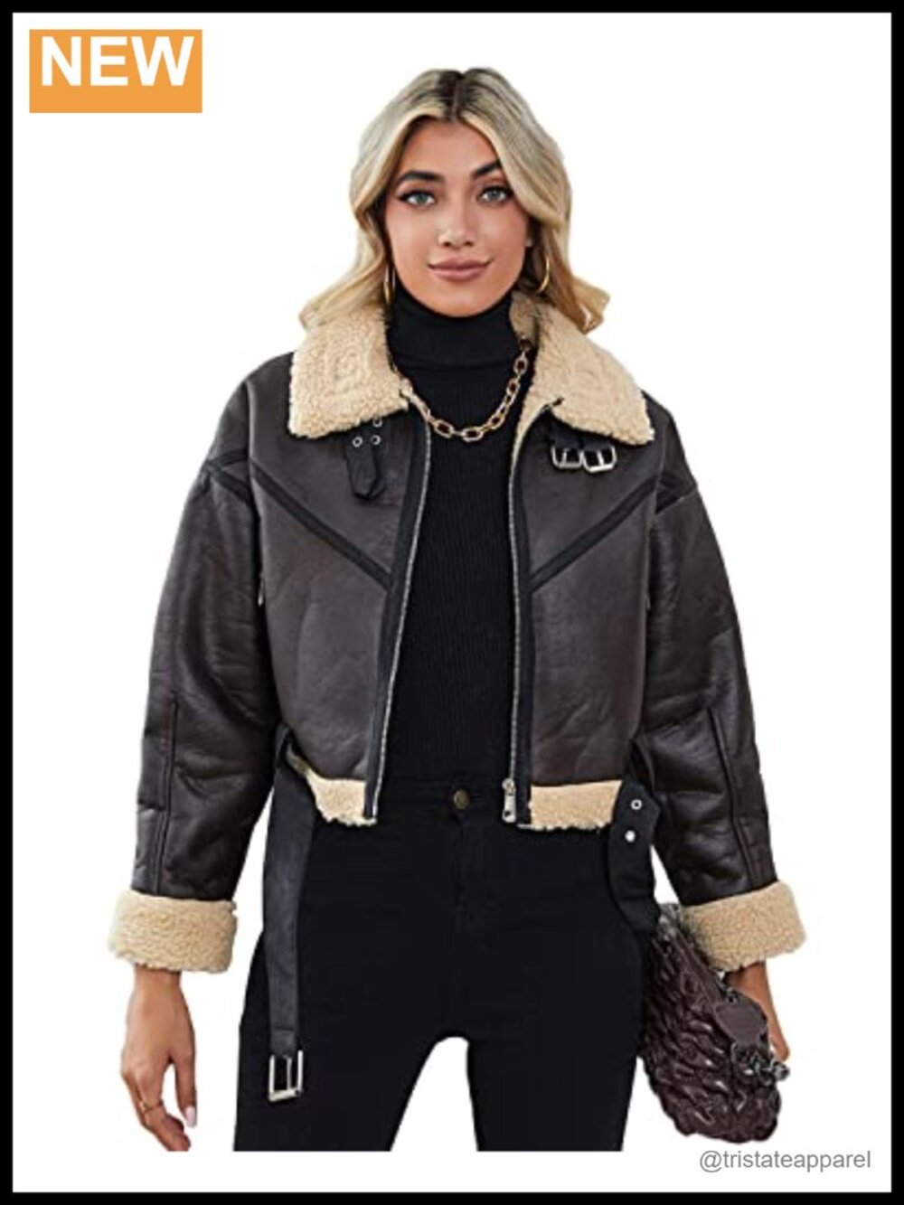LY VAREY LIN Faux Lamb Fur Leather Jacket